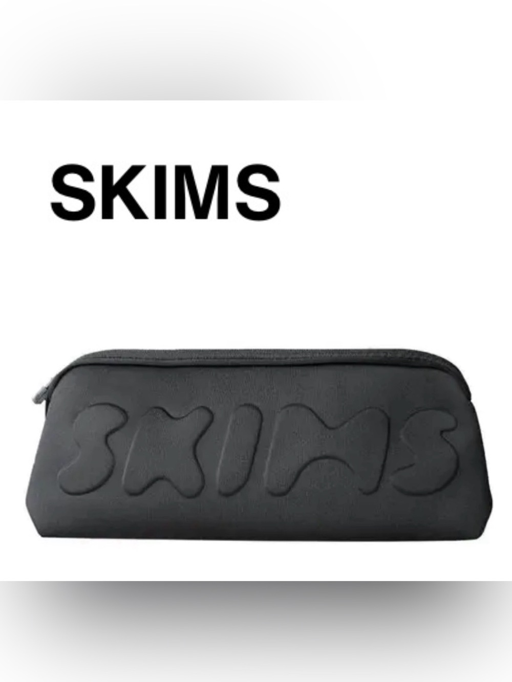 SKIMS NWT Long Black Neoprene Embossed Logo Pouch